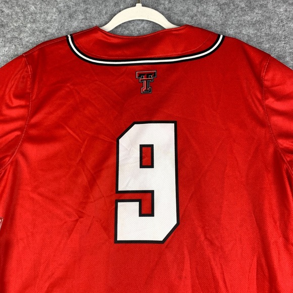 Texas Tech Red Raiders Baseball Jersey Men Large Red #9 Under Armour Team Issued - Picture 10 of 14